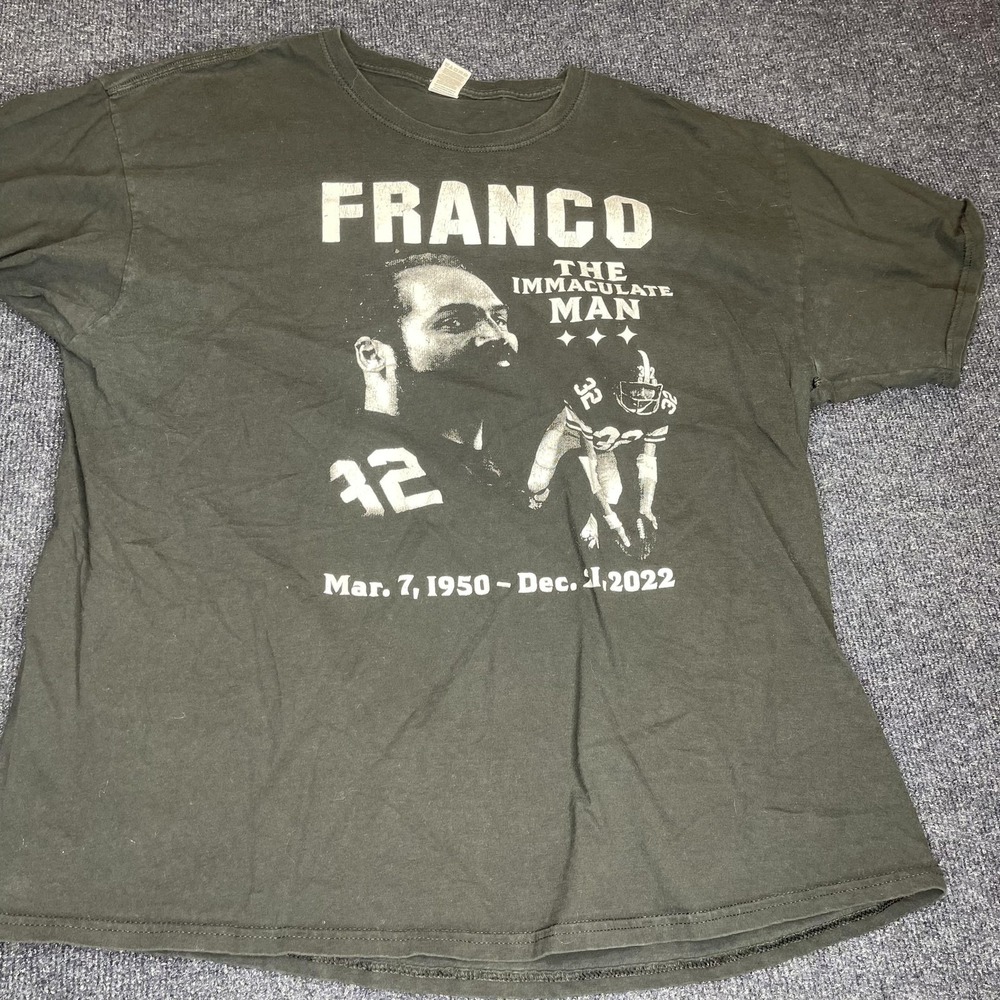 Franco Harris Immaculate Man Shirt Mens XL Black Memorial‎ Football Tribute